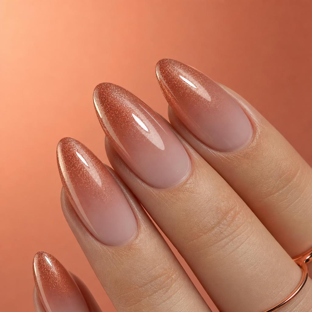 Copper rose gold ombre glitter